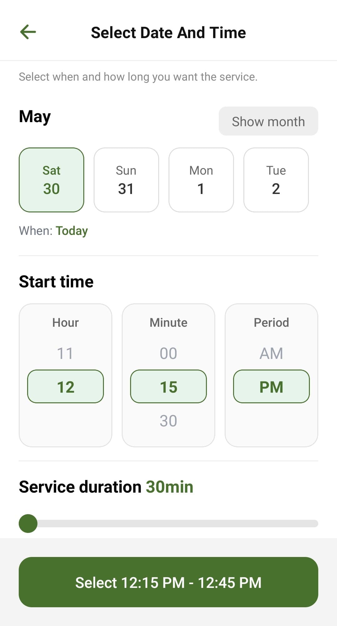 Pick date & time